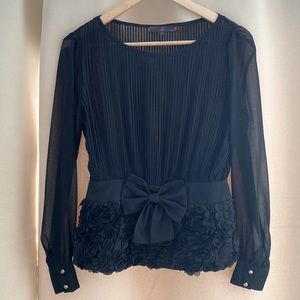 Party/ Event See-through Black Tops